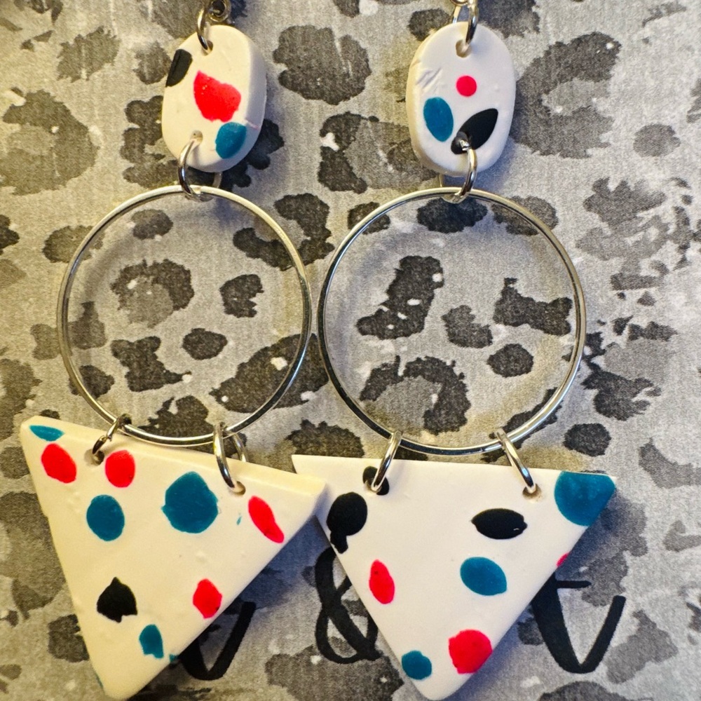 Colorful Handmade Clay‎ Geometric Earrings